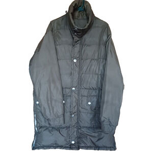 VTG COMFY Mid-Length Goose Down Quilted Car Coat Womens XL Brown Zip open sides
